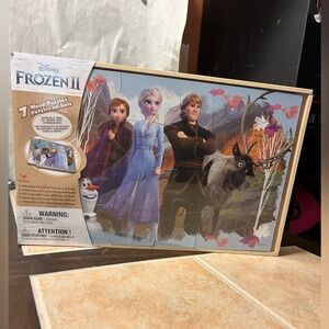 (7 PUZZLE SET) Disney Frozen II Jigsaw Puzzles With Wood Storage Box New